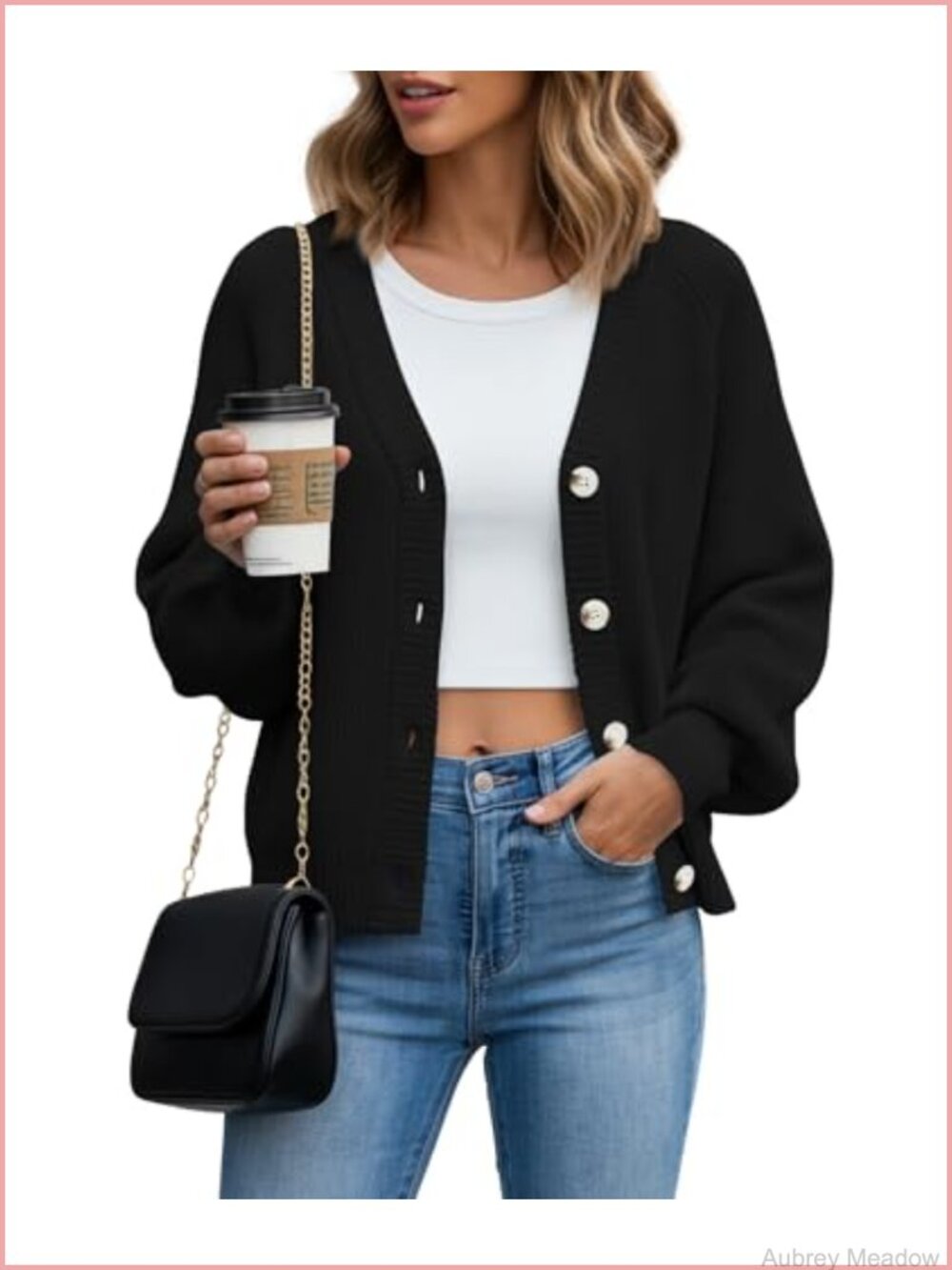 Women's Textured Knit Button Front Cardigan Long Sleeve Short Sweater